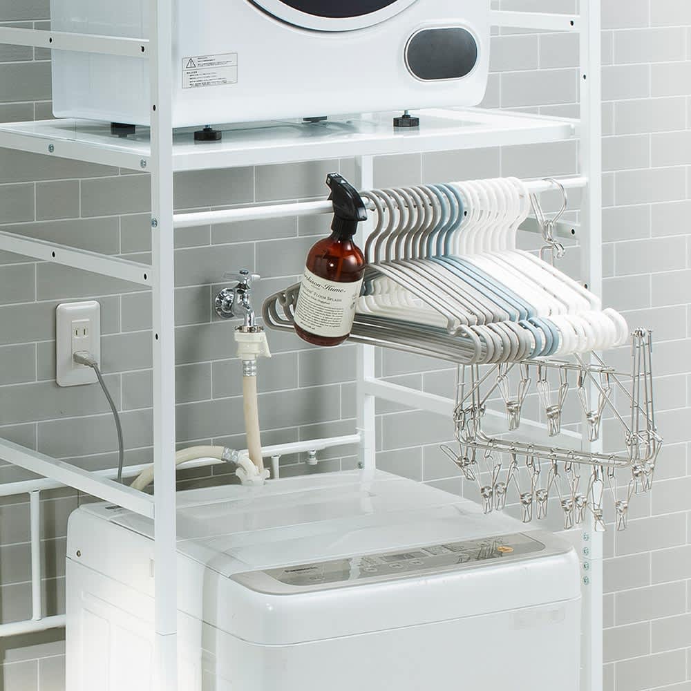 洗濯物が干せて乾燥機も置ける 頑丈で揺れにくい伸縮ラック 通販