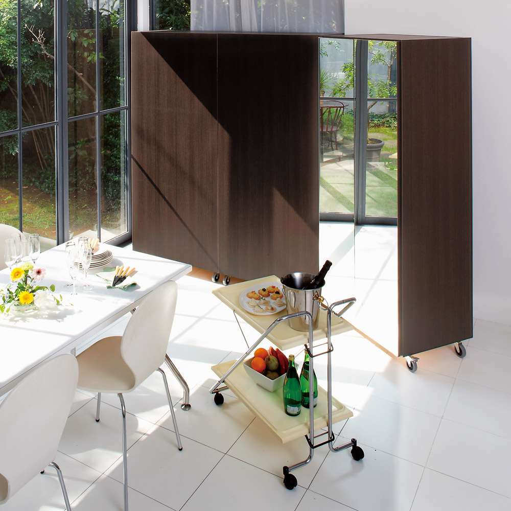 移動式間仕切りクローゼット ミラー扉タイプ・可動棚板4枚 通販 - ディノス