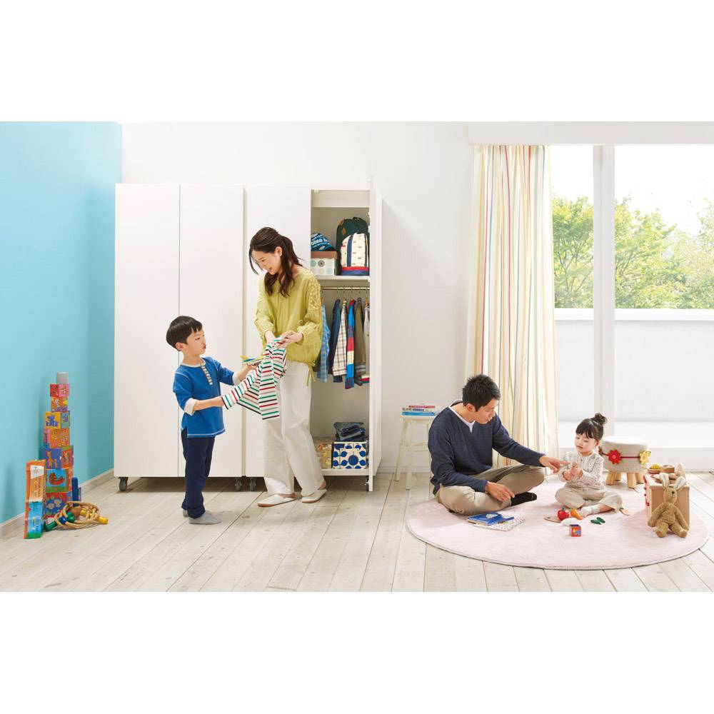 移動式間仕切りクローゼット 板扉タイプ・可動棚板4枚 通販 - ディノス