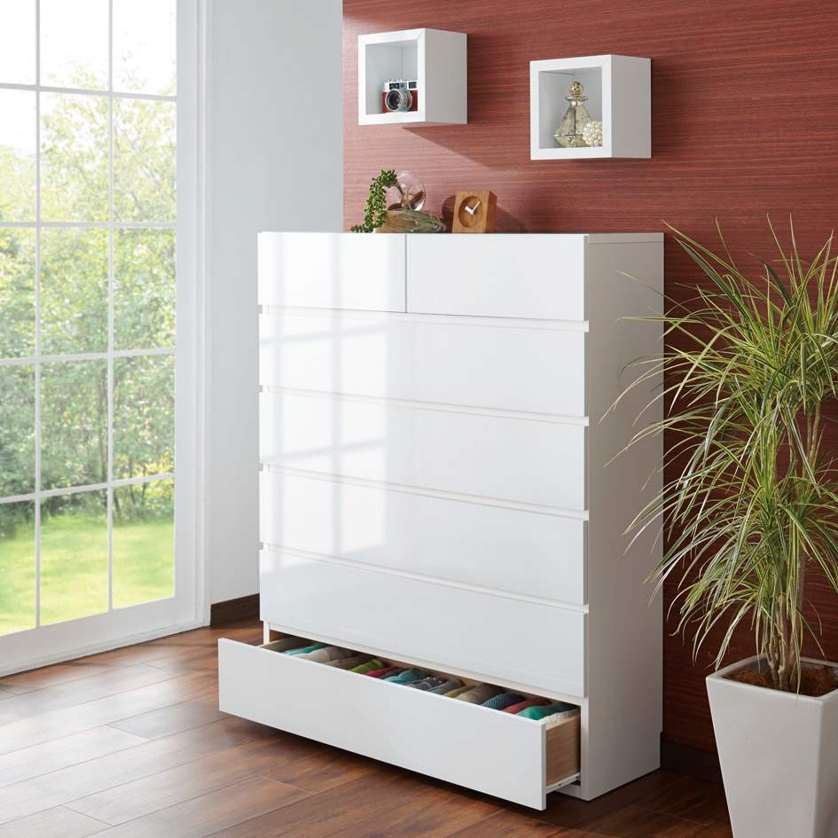 奥行30cm薄型ツヤツヤチェスト 幅100cm・6段 通販 - ディノス