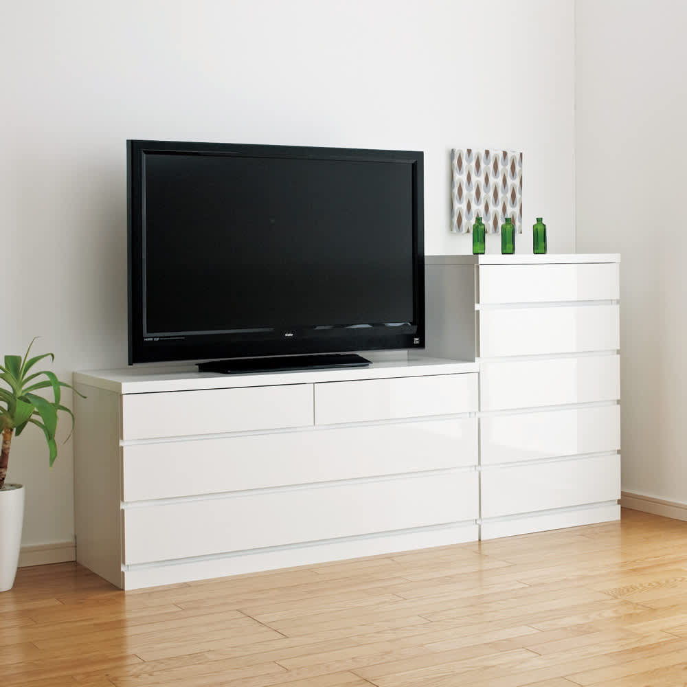 日本製】前面光沢＆引き出し内部化粧チェスト 幅60cm・4段 通販 - ディノス