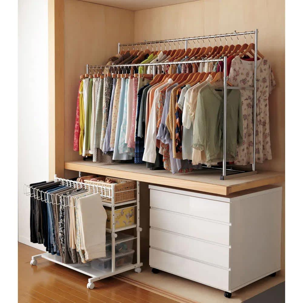 幅と高さが伸縮する 押し入れ頑丈ハンガー 半間用・幅70cm～100cm 通販