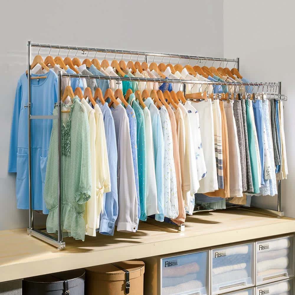 幅と高さが伸縮する 押し入れ頑丈ハンガー 一間用・幅110cm～180cm