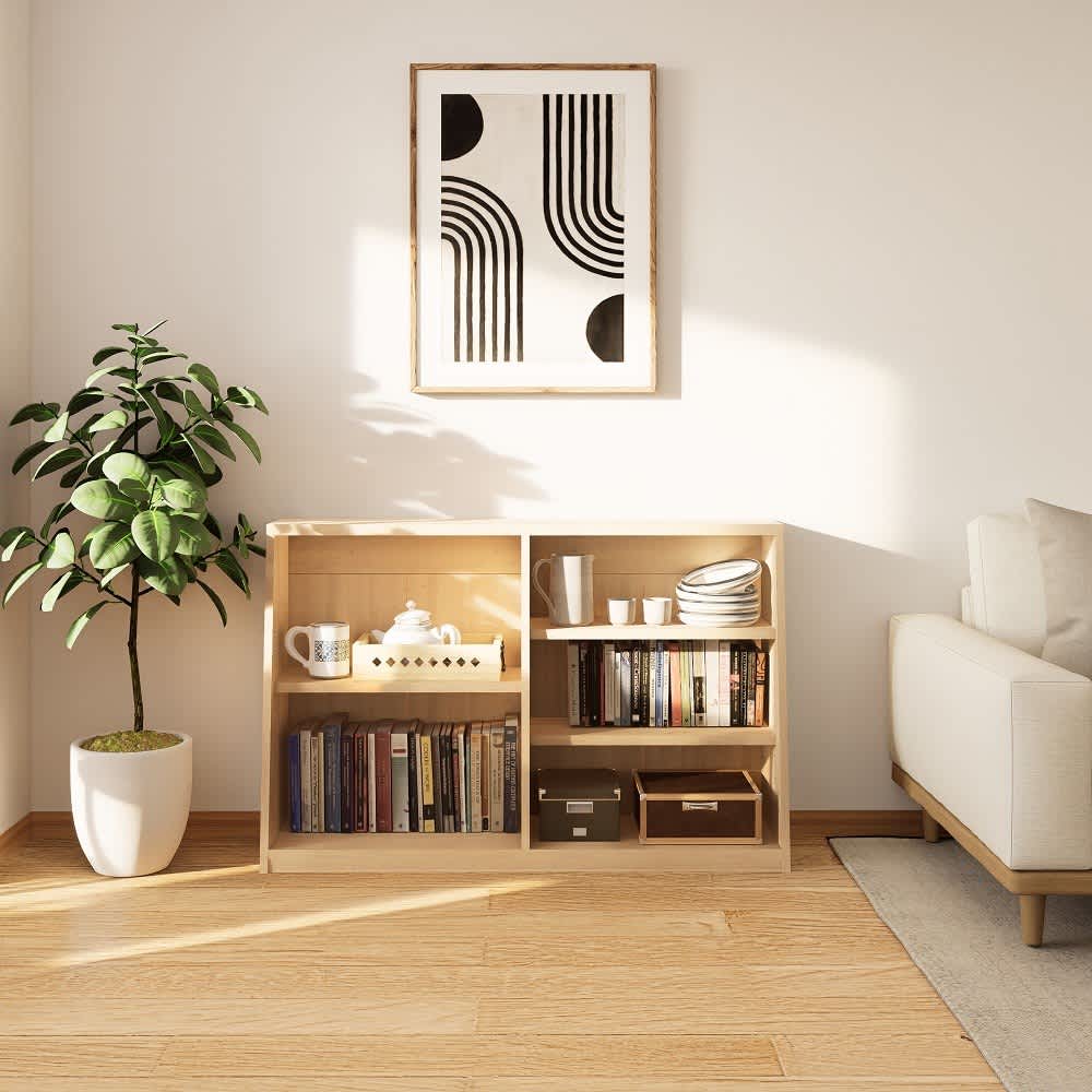 脚元安定1cmピッチ棚板頑丈薄型書棚 高さ76.5cm 通販 - ディノス