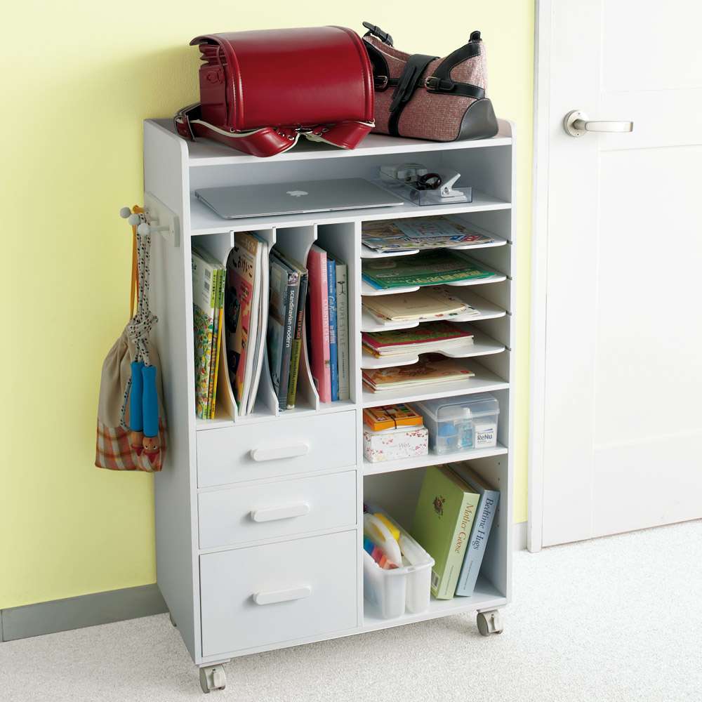 国産］塾や習い事の物までひとまとめワゴン（ランドセルラック） 通販