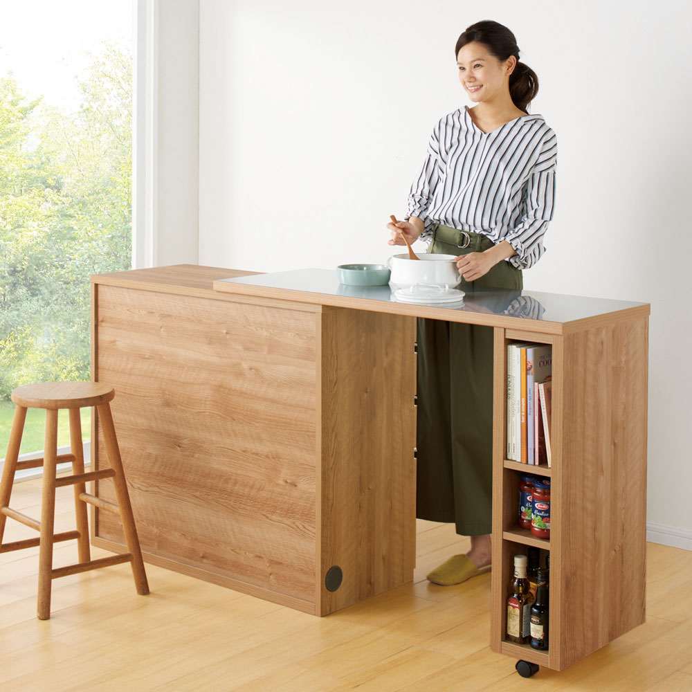 簡単に幅調節可能！スライド伸長式カウンター幅119～182cm 家電タイプ