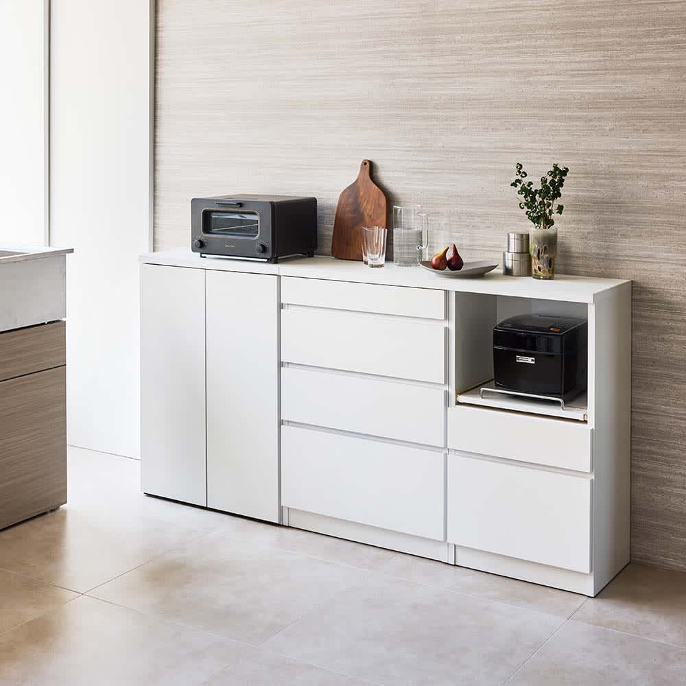 組み合わせ自在の薄型人工大理石天板カウンター 扉タイプ（幅45cm/幅