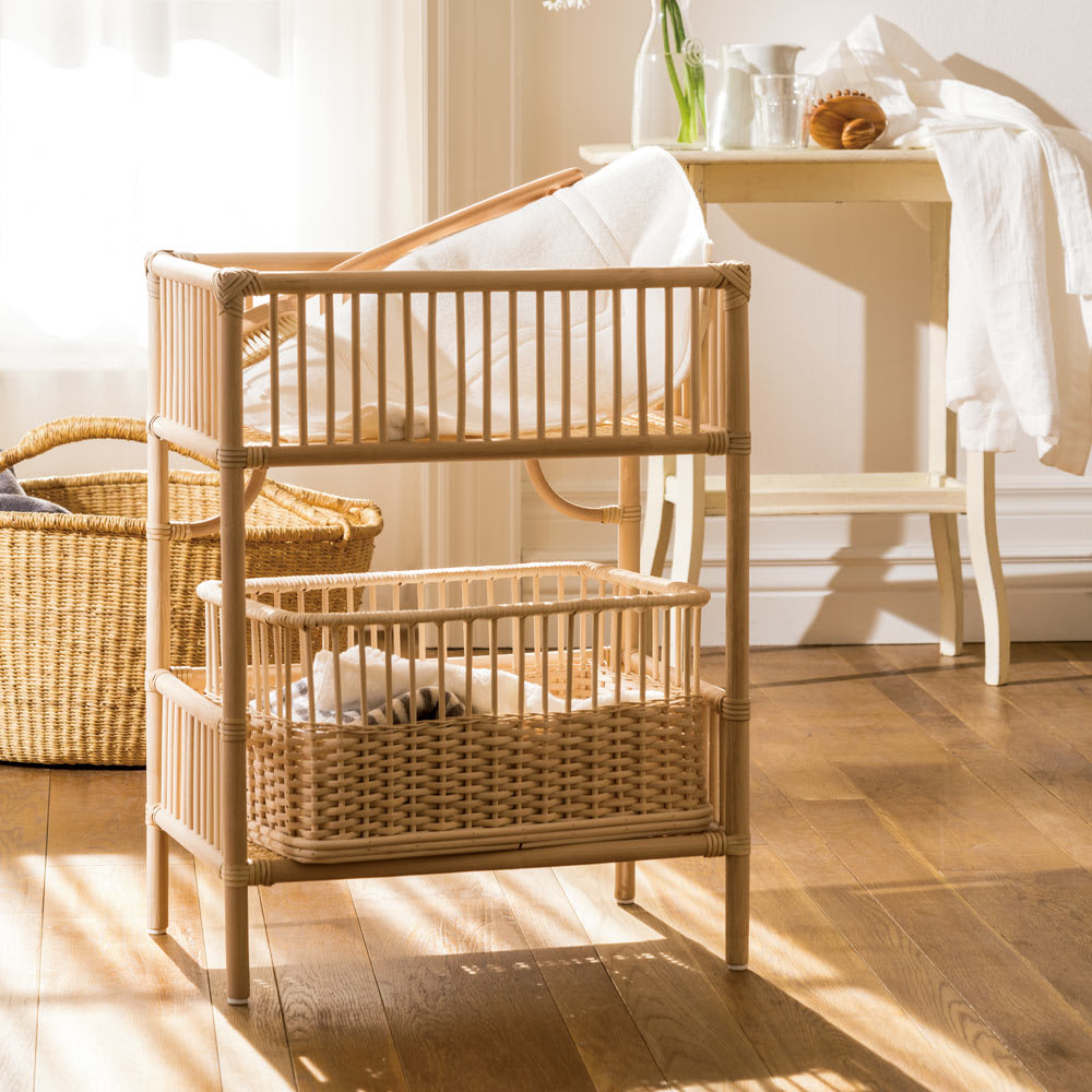 籐のランドリーラック レギュラー2段（脱衣カゴ1個付き） 通販 - ディノス