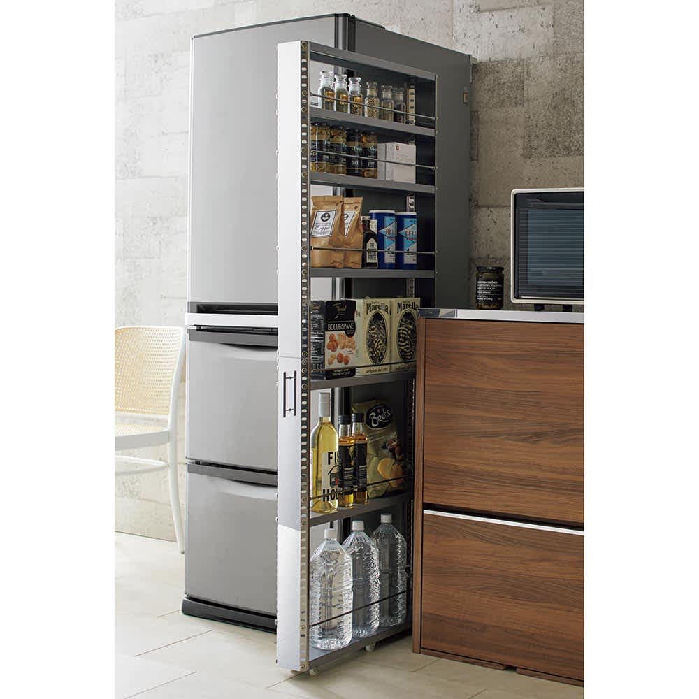 幅10奥行60.5高さ159cm］ ステンレス製キッチンすき間収納ワゴン 日本