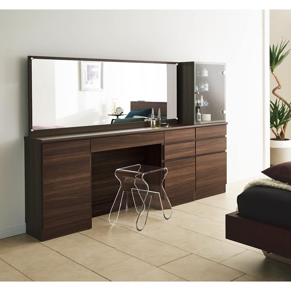 Milath/ミラス 薄型ワイドドレッサー 幅150.5cm 奥行30cm高さ132cm