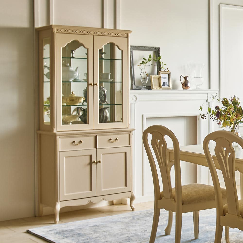 エレガントクラシックカップボード（コレクションボード） 幅85.5cm高