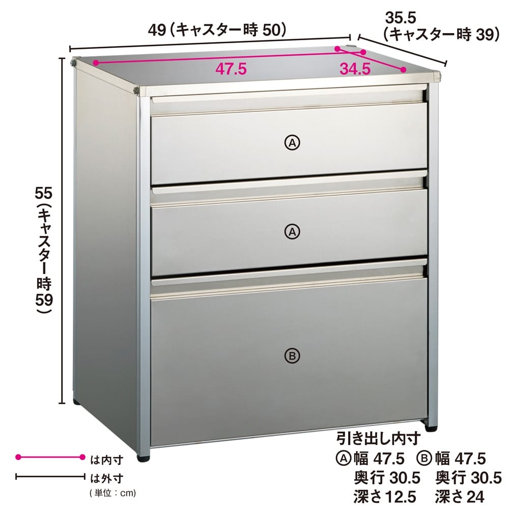 ステンレスシンク下収納 引き出し収納 ワイドタイプ 通販 - ディノス