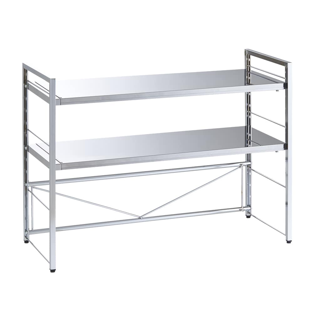 調理家電が置ける頑丈ステンレス伸縮天板ラック 2段ワイドタイプ 通販