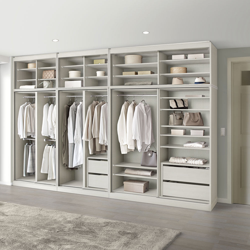 Ruska/ルスカ 幅サイズオーダー引き戸ワードローブ 板扉＋ミラー扉