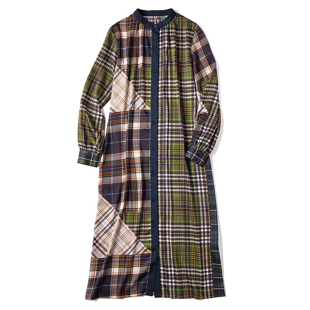 エリカ社 パッチワーク風チェック シャツワンピース 通販 - ディノス