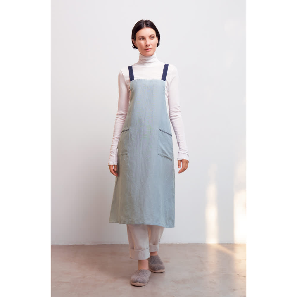 麻混素材 遠州洗いの柔らかエプロン 通販 - ディノス