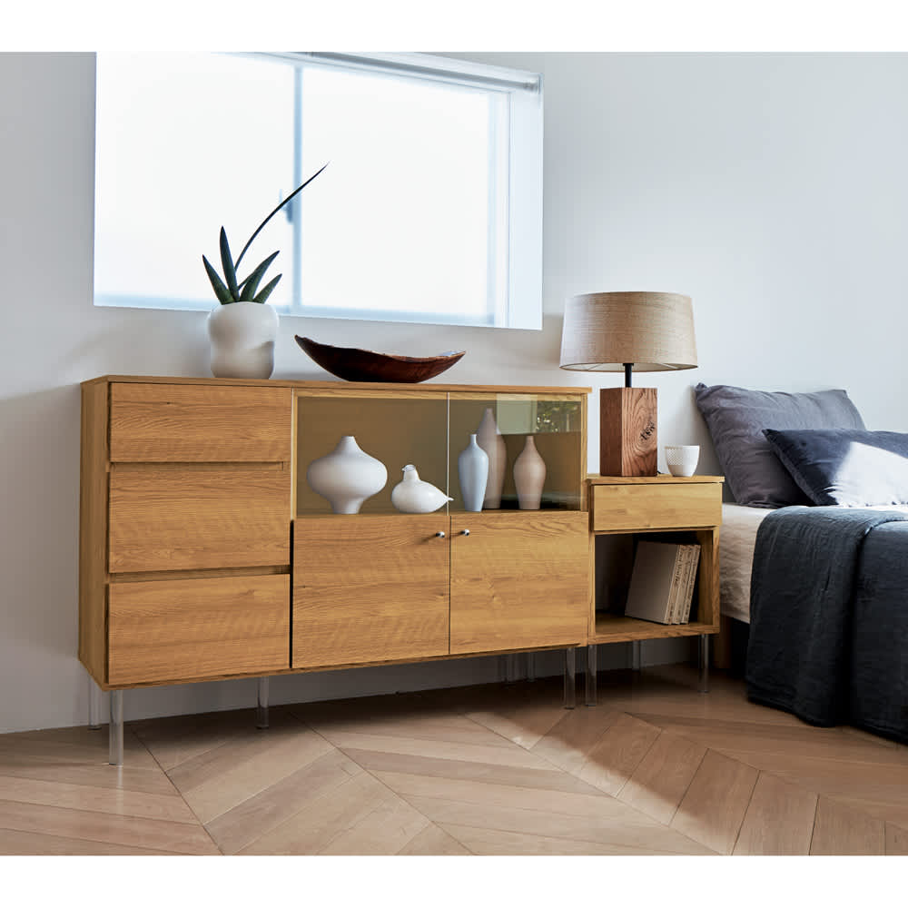 アクリルレッグテレビ台シリーズ 引き出し付きサイドボード 幅112cm