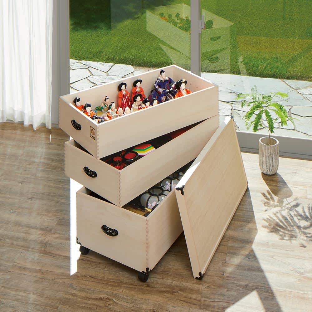 大切な衣類やひな人形をしまえる総桐収納ケース 2段・高さ52.5cm 通販