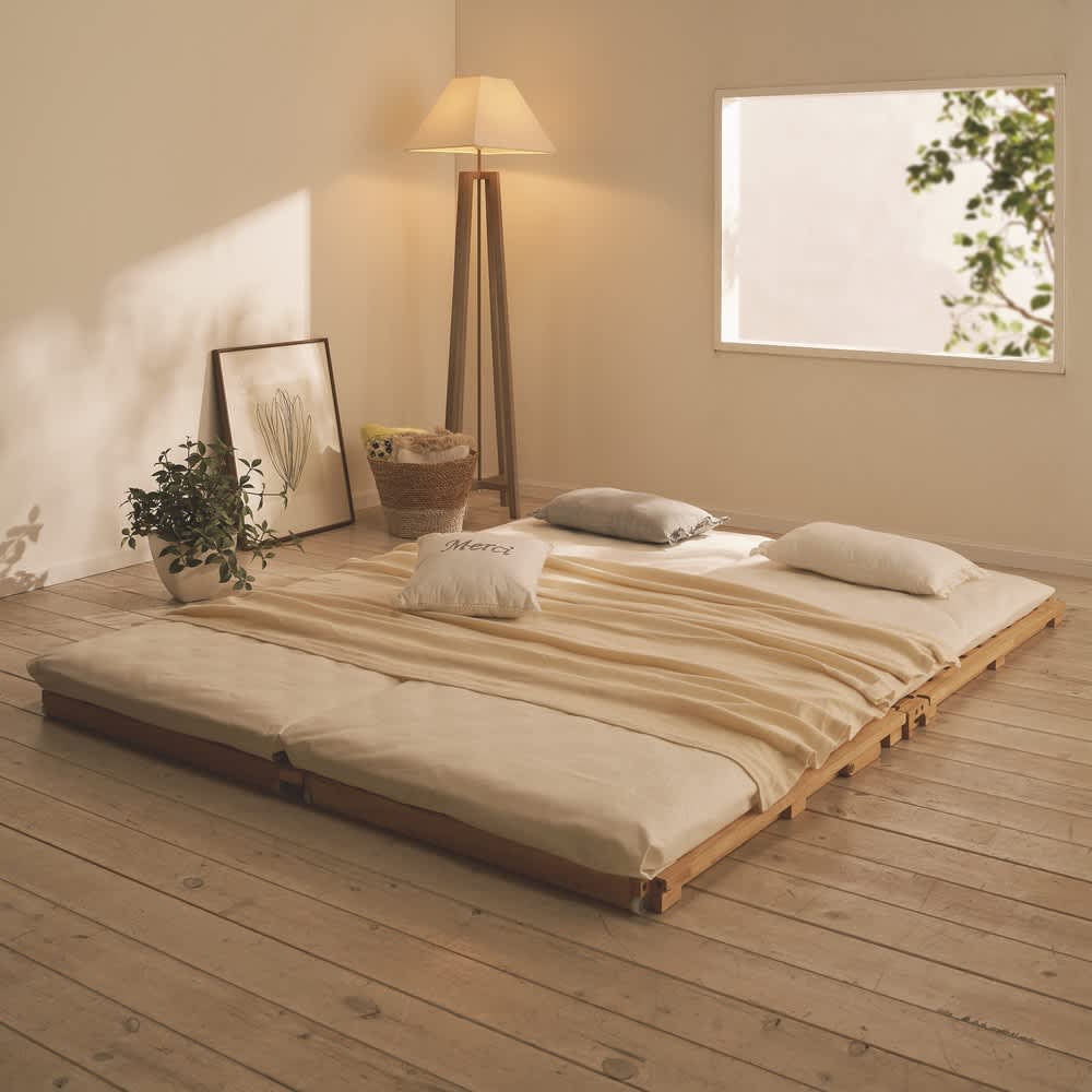 ぴったり並べられる折りたたみ ひのきすのこベッド ベッド単品 通販