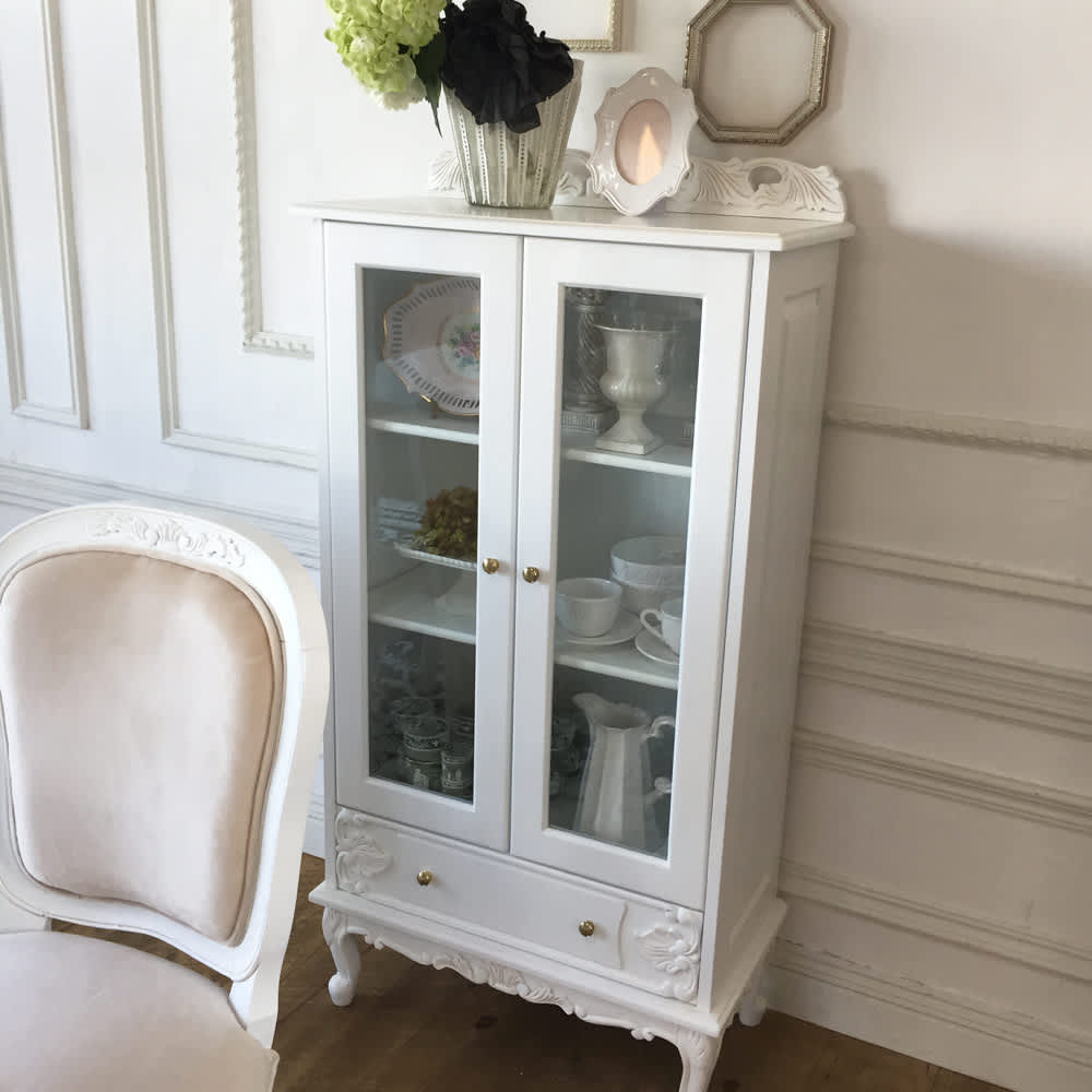 アンティーク クラシック シリーズ ガラス扉キャビネット 幅70cm 通販