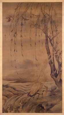 汪肇柳禽白鹇图轴- 故宫博物院