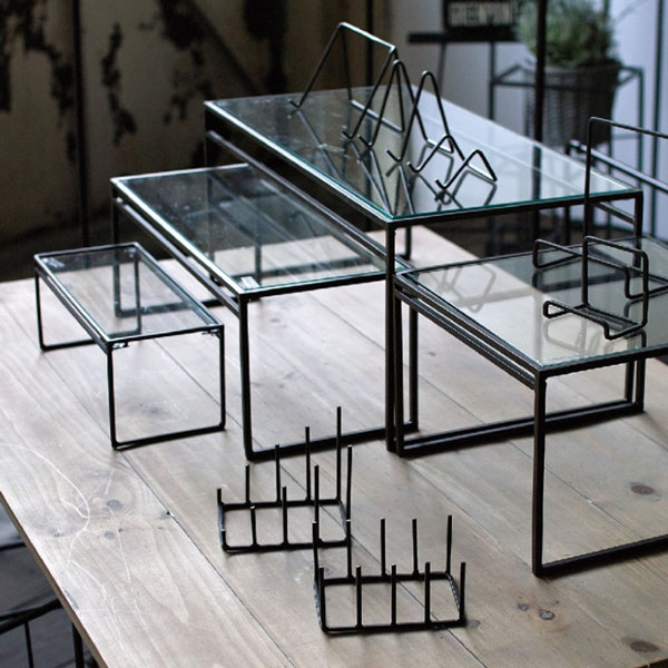 園芸ネット本店｜ジョセフアイアン ガラスディスプレイ台 ワイド L