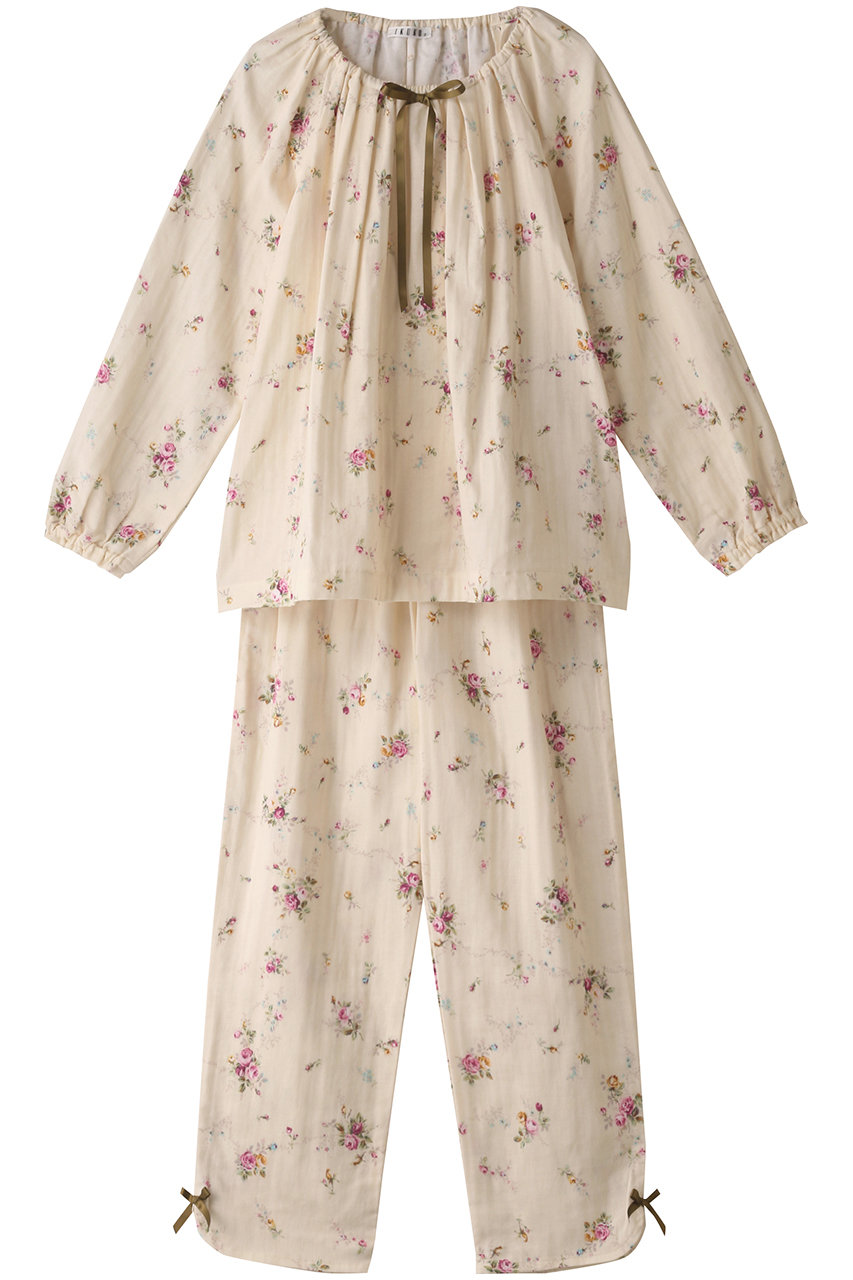 IKUKO(イクコ)｜ダブルガーゼ花柄プリント ラグランスリーブパジャマ