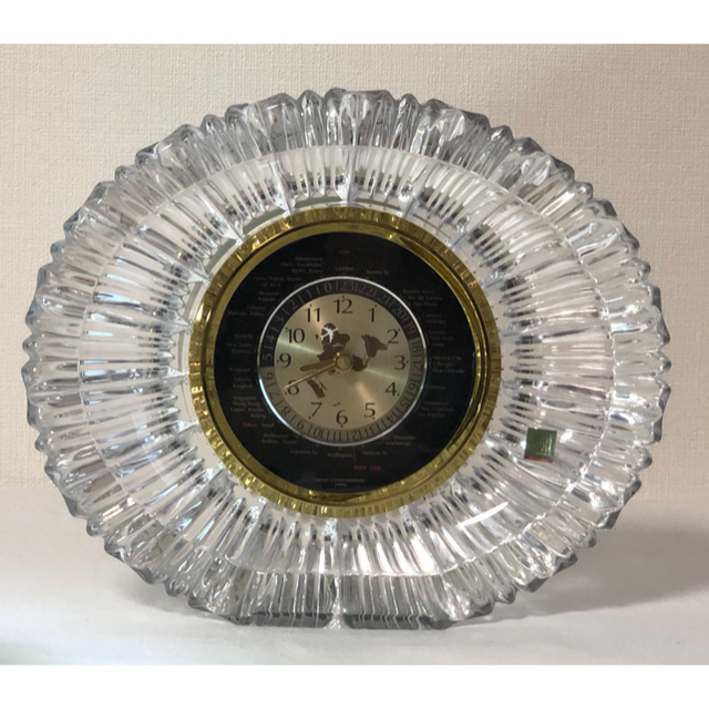 美品 ）HOYA クリスタルガラス製 クォーツ 世界時計・置き時計の通販