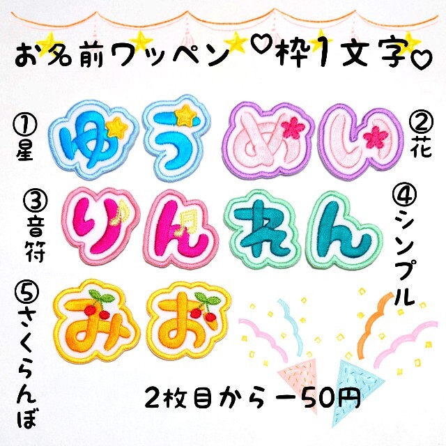お名前ワッペン『枠1文字』ネームワッペンの通販 by niko's shop｜ラクマ
