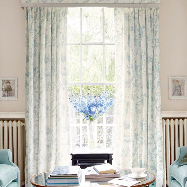 ローラアシュレイサマーパレスダックエッグカーテン 2枚で1組