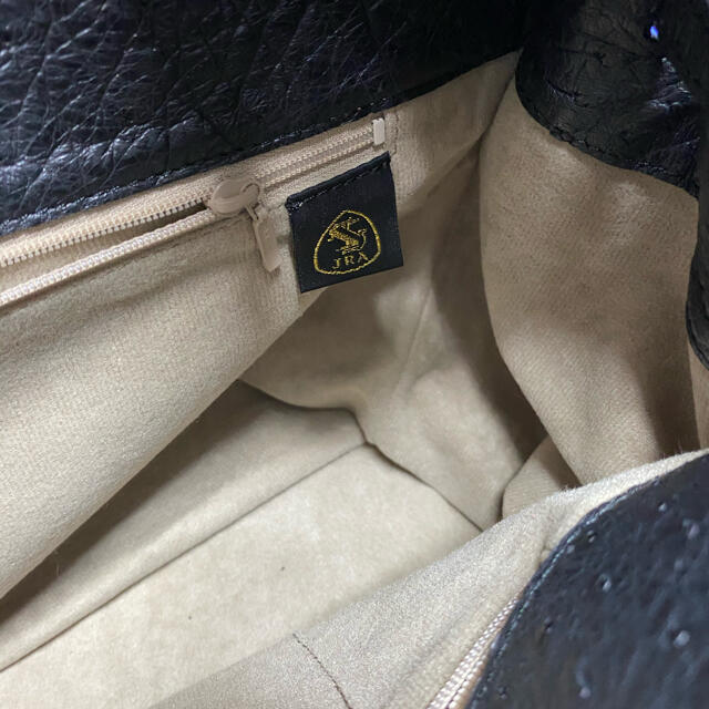 美品 JRA認定 オーストリッチ ハンドバッグ 大容量 ボストンバッグの