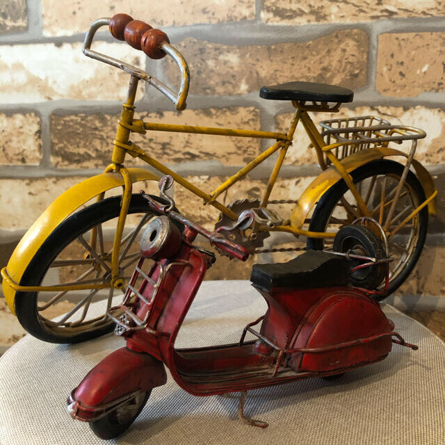アンティーク風♡レトロなブリキ自転車&バイク インテリア置物の通販