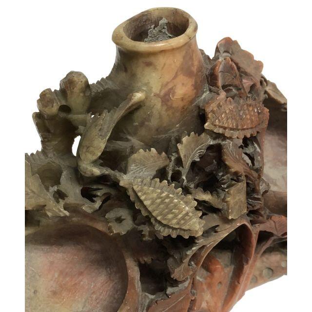 寿山石 石彫刻 花鳥、ハスの花 美術彫刻芸術品 寿山石 石彫刻 花鳥