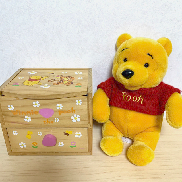 レトロ ディズニー ヴィンテージ◇プーさん ぬいぐるみ＆木製ミラー