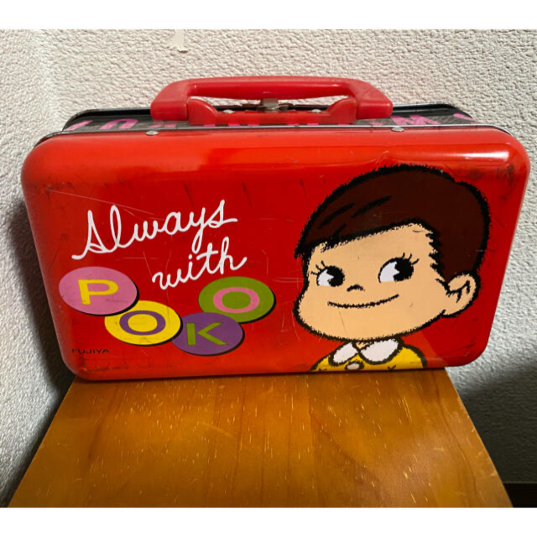 ビンテージ 不二家 ペコちゃん ポコちゃん 缶 トランクケース 缶ケース