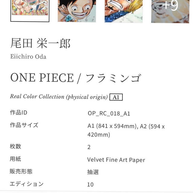 集英社 - 【集英社】ONE PIECEマンガアート NFT 世界限定10部 の通販