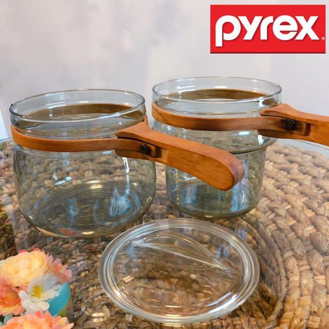 Pyrex - ☆激レア☆戦時中モデル/Old PYREX/ダブルボイラー/ウッド
