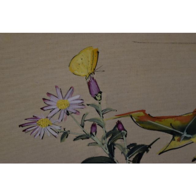 真作】佐野五風/薊之図/アザミ図/横物/掛軸☆宝船☆