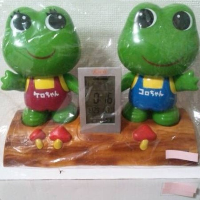 興和ケロちゃんコロちゃん店頭ペア蛙カウンター型コーワ時計