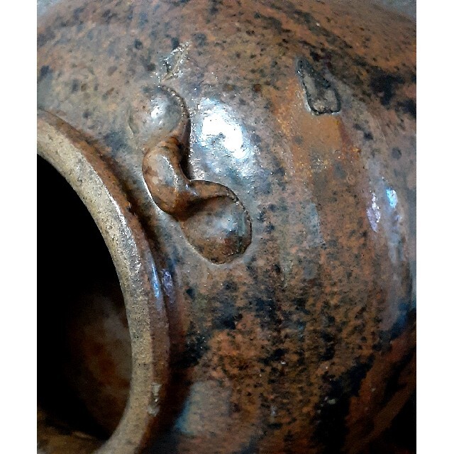 江戸時代 古瀬戸 古美濃 鉄釉 黒釉 三耳壺 壺 茶道具 茶器