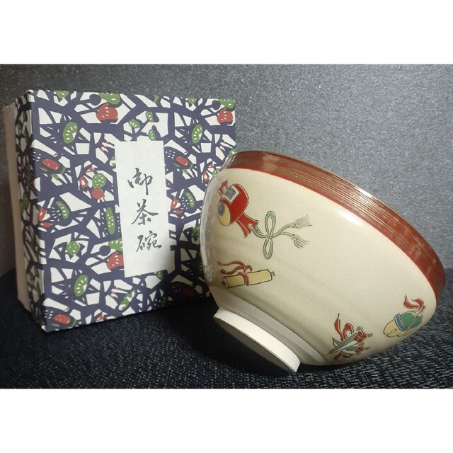 京山造京焼煎茶碗 煎茶道具 骨董 茶器 時代物鳥居京山染付金彩