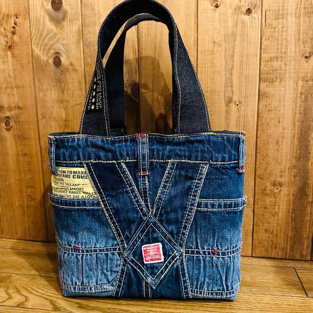 オーバーオール デニム リメイク トートバッグ ハンドメイドの通販 by