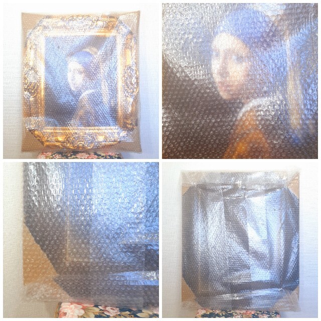 フェルメール作品絵画『真珠の耳飾りの少女』良質キャンパス豪華金箔額縁付