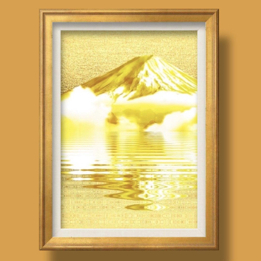 ミューさん専用A4サイズ 開運幸運呼黄金富士山額付きグラフィック