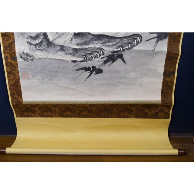 模写】土方稲嶺/猛虎図/江戸中・後期/掛軸/名家伝来/AA-514