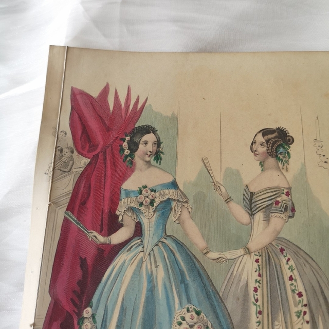 No.347【1840年】フランスアンティーク ファッションプレート 銅版画の