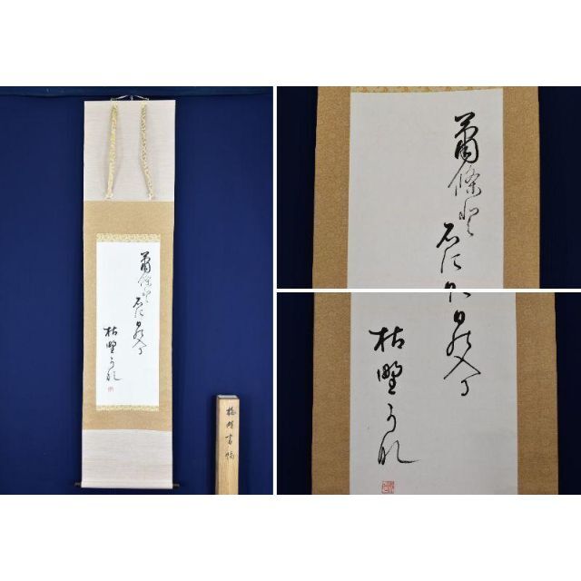 真作】掛軸 梅図俳句 書画一幅 自然美を詠む俳句画 合箱入 S165 真作