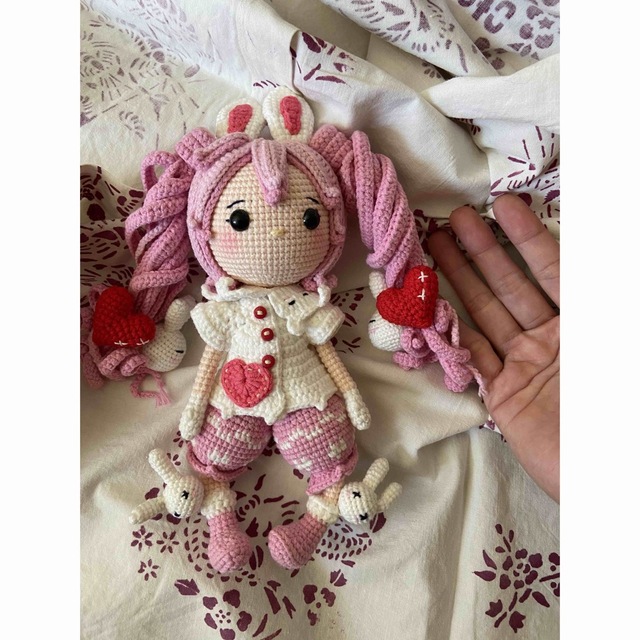 手作りハンドメイドうさぎちゃんかぎ針編み人形ぬいぐるみの通販 by 千