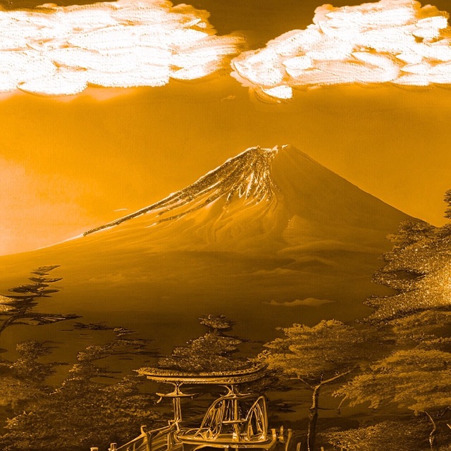 額縁付き開運金富士山 「グラフィックアートピクチャー」絵画風 風水