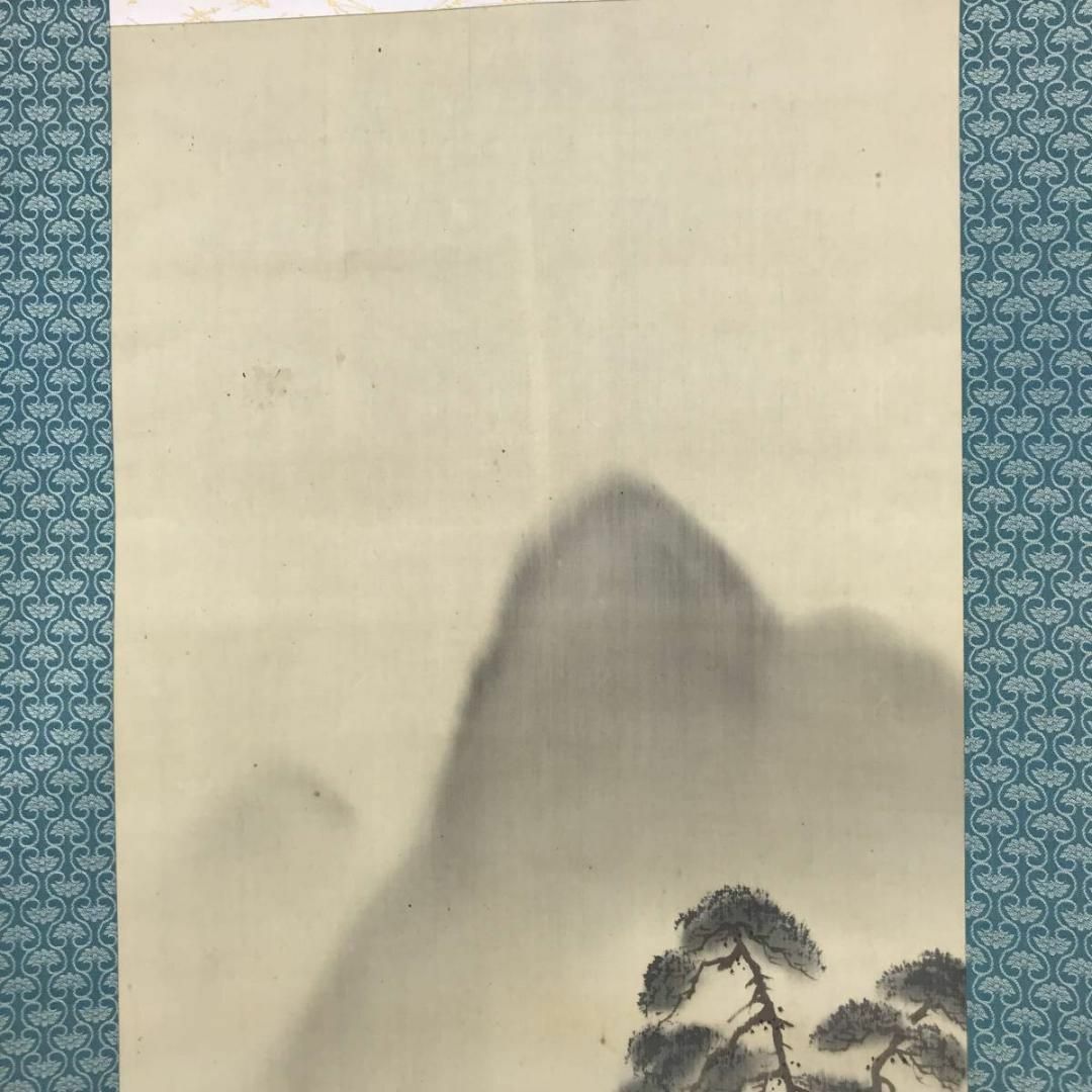 真作】霞舟/桜花山水筏下り図/嵐峡/嵐山/山水図/掛軸☆宝船☆AB-731の